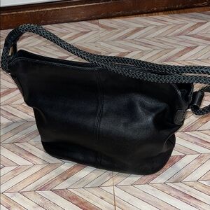 Mercer & Madison Black Leather hobo Shoulder bucket bag
